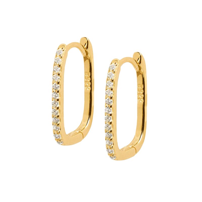 Pendientes mujer plata Erin Dorados- Pendientes de plata mujer de plata de ley 925 con circonitas blancas. Pendiente plata unitario- Regalo ideal mujer- Regalo día de la madre