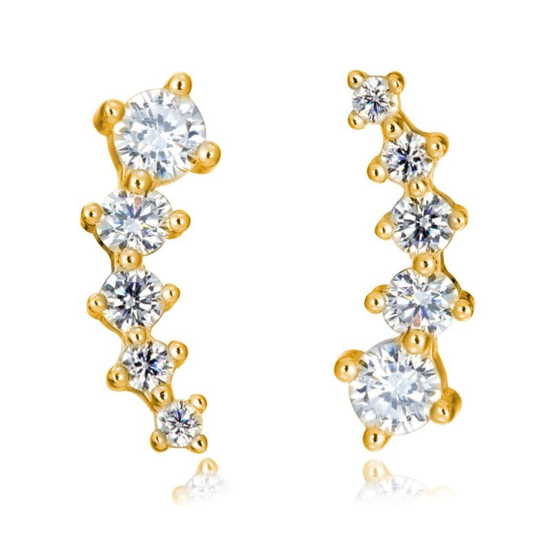 Pendientes mujer plata Paradise oro- Pendientes de plata mujer de plata de ley 925 con circonitas blancas. Pendiente plata- Regalo ideal mujer- Regalo día de la madre