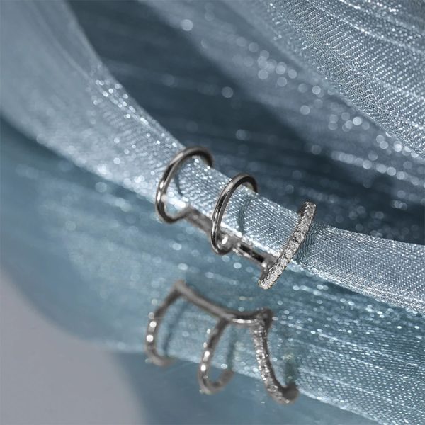 Earcuff Plata Venus plateado -  Piercing Oreja Plata de Ley 925 chapado en oro 18k con circonitas blancas. Tamaño 18mm. Pendiente plata unitario- Regalo ideal mujer- Regalo día de la madre- bodegón
