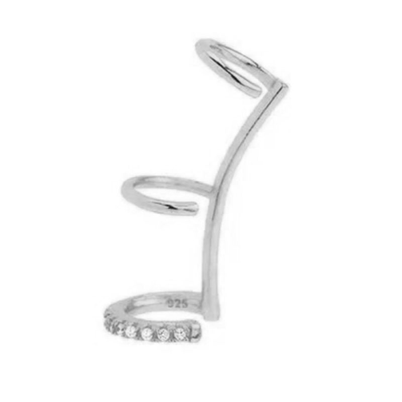 Earcuff Plata Venus plateado -  Piercing Oreja Plata de Ley 925 chapado en oro 18k con circonitas blancas. Tamaño 18mm. Pendiente plata unitario- Regalo ideal mujer- Regalo día de la madre