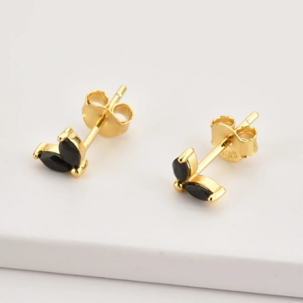 Pendientes mujer plata flor negra oro- Pendientes de plata mujer de plata de ley 925. - Regalo ideal mujer- Regalo día de la madre - bodegón