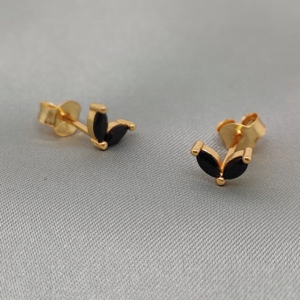 Pendientes mujer plata flor negra oro- Pendientes de plata mujer de plata de ley 925. - Regalo ideal mujer- Regalo día de la madre - bodegón