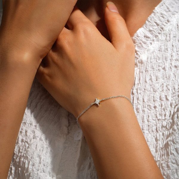 Pulsera mujer plata Orion oro- Pulsera plata mujer de ley 925. Cadena eslabones doble- Regalo ideal mujer- Regalo día de la madre - muñeca modelo con pulsera mujer