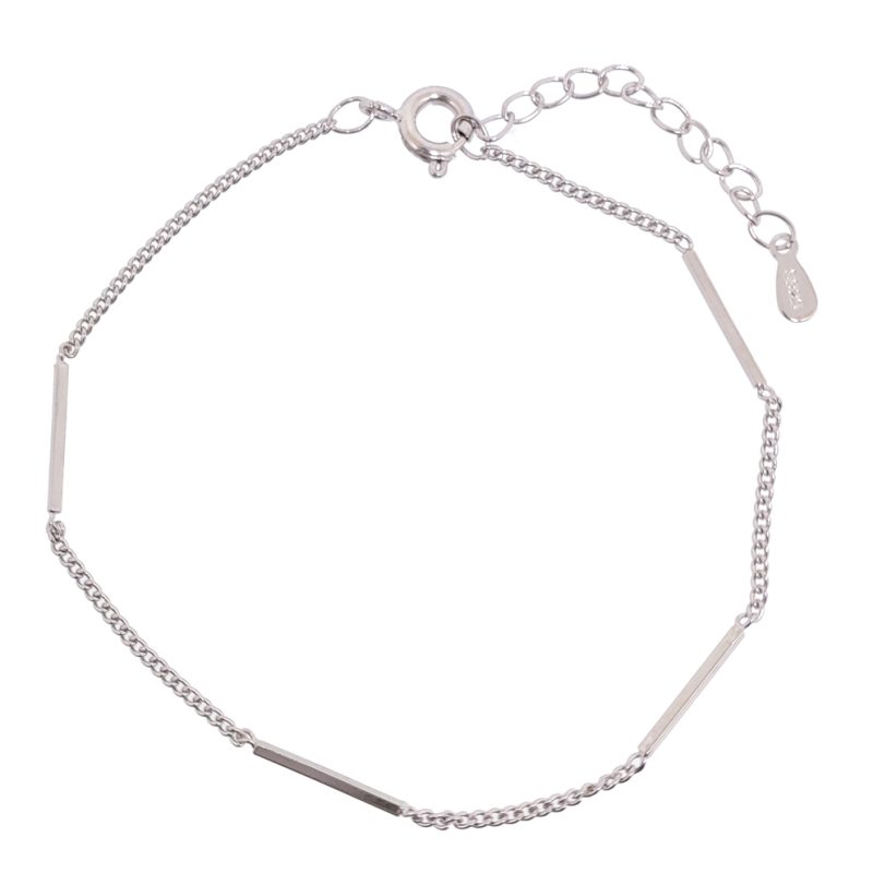 Pulsera mujer cilindros plata- Pulsera plata mujer de ley 925. Cadena eslabones doble- Regalo ideal mujer- Regalo día de la madre