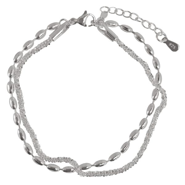 Pulsera mujer Daisy plata- Pulsera plata mujer de ley 925. Cadena eslabones doble- Regalo ideal mujer- Regalo día de la madre