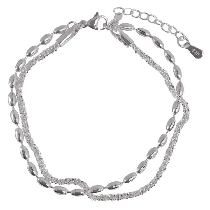 Pulsera mujer Daisy plata- Pulsera plata mujer de ley 925. Cadena eslabones doble- Regalo ideal mujer- Regalo día de la madre