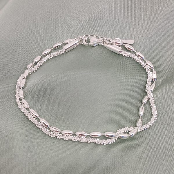Pulsera mujer Daisy plata- Pulsera plata mujer de ley 925. Cadena eslabones doble- Regalo ideal mujer- Regalo día de la madre- bodegón