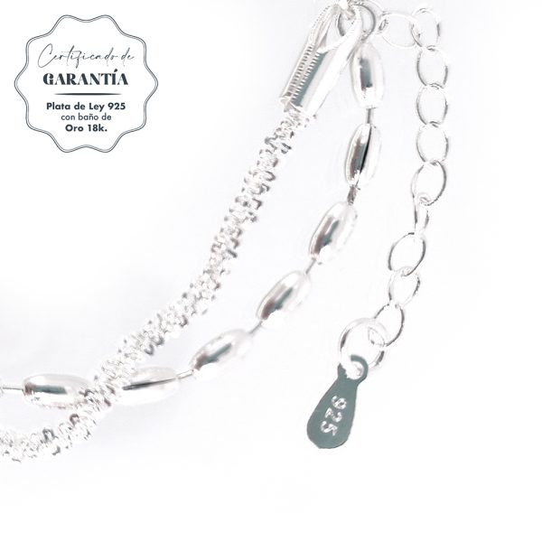 Pulsera mujer Daisy plata- Pulsera plata mujer de ley 925. Cadena eslabones doble- Regalo ideal mujer- Regalo día de la madre- certificado