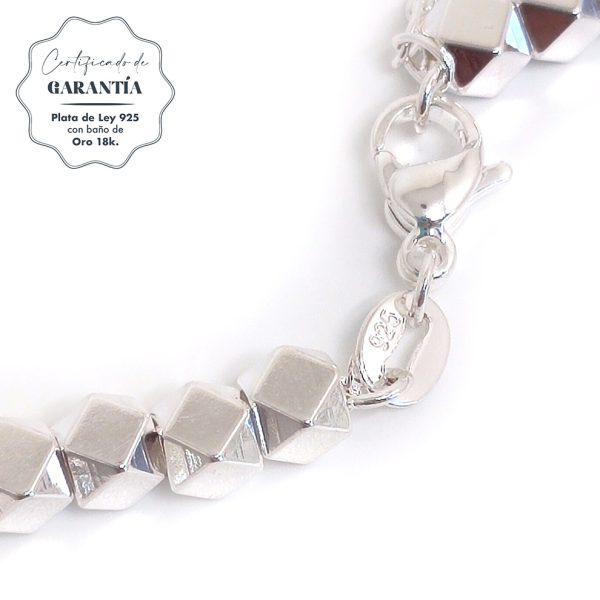 Pulsera mujer rocas plata- Pulsera plata mujer de ley 925. Cadena eslabones doble- Regalo ideal mujer- Regalo día de la madre - certificado